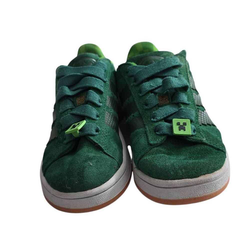 Adidas x Minecraft Boys Size 1 Campus 00's Green Suede Sneakers - Picture 2 of 10